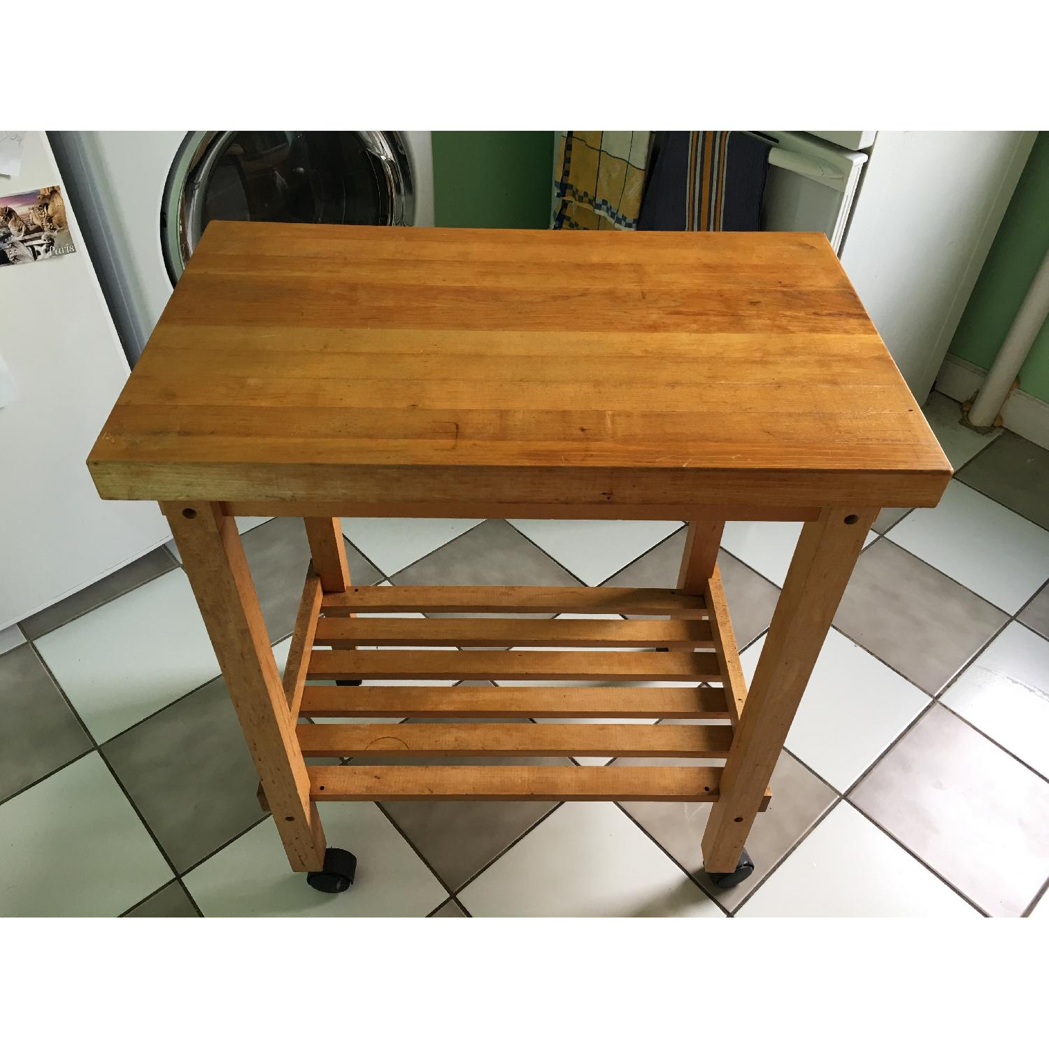 Wooden Rolling Butcher Block Kitchen Storage Unit - image-3
