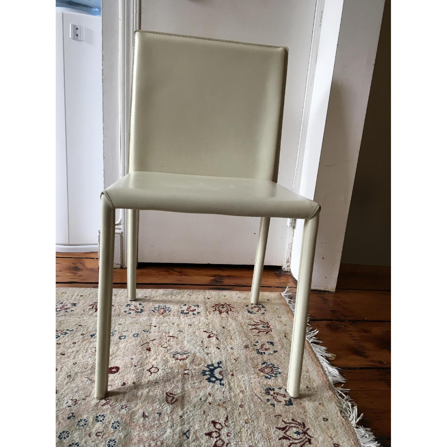 Calligaris Cream Leather Dining Chair - image-1