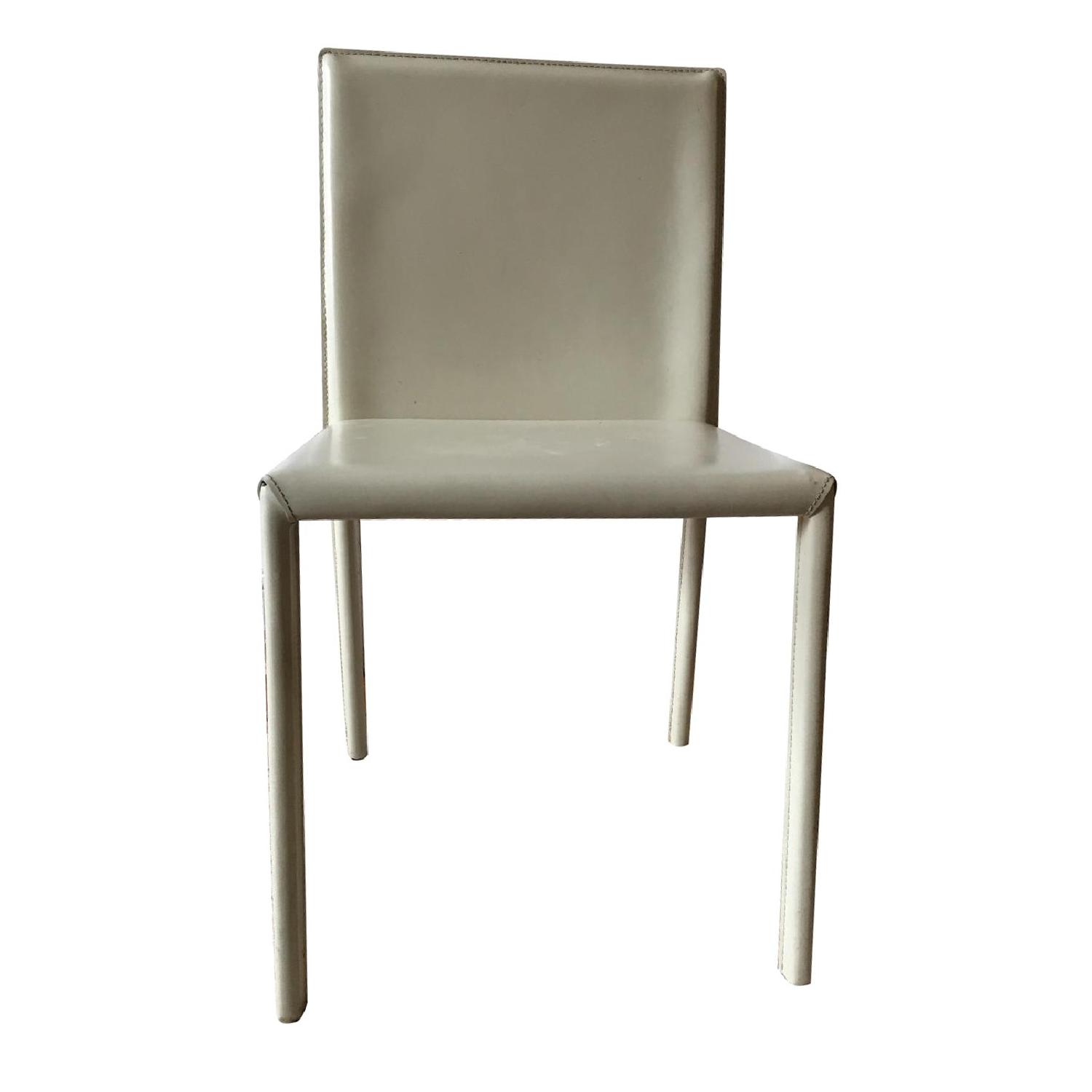 Calligaris Cream Leather Dining Chair - image-6