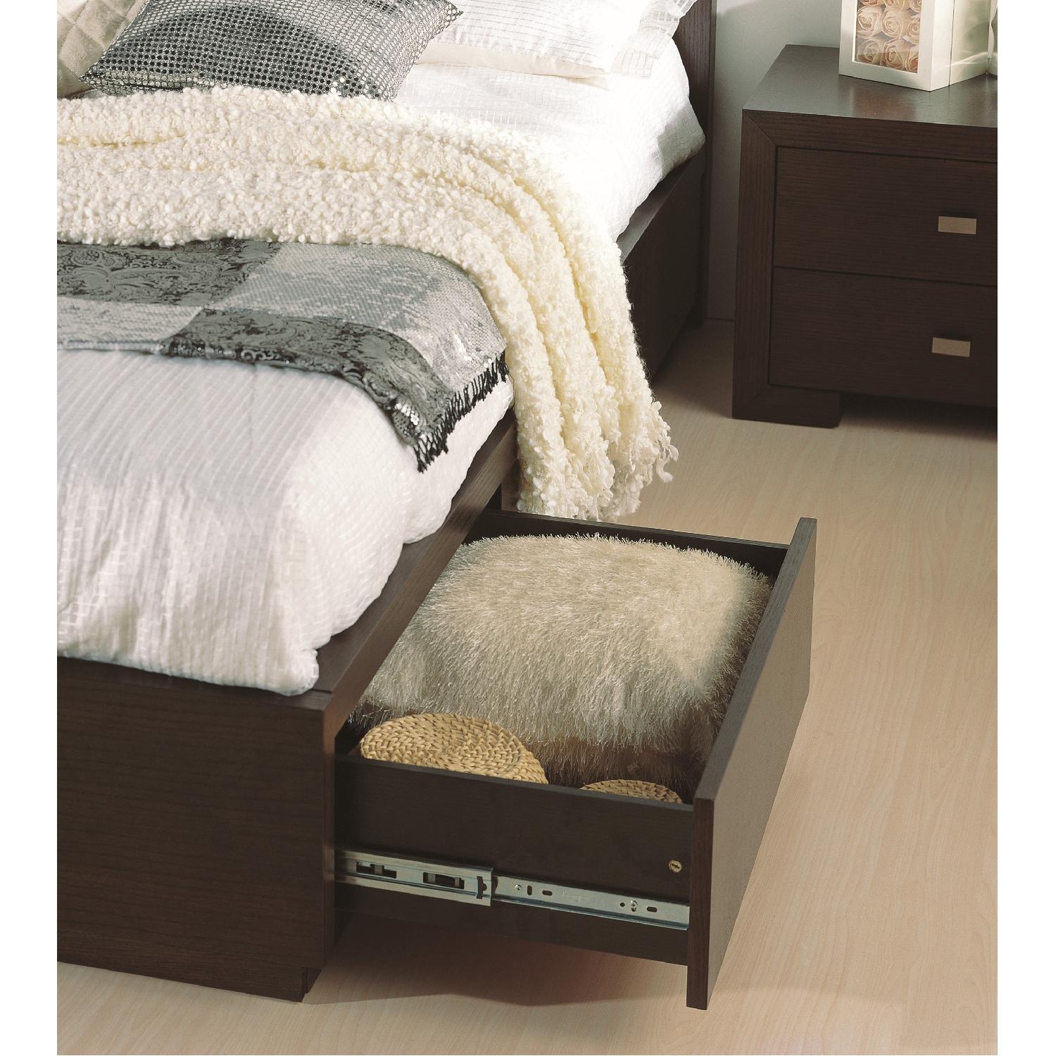 Full Size Modern Platform Bed In Wenge Finish W 6 Storage Drawers