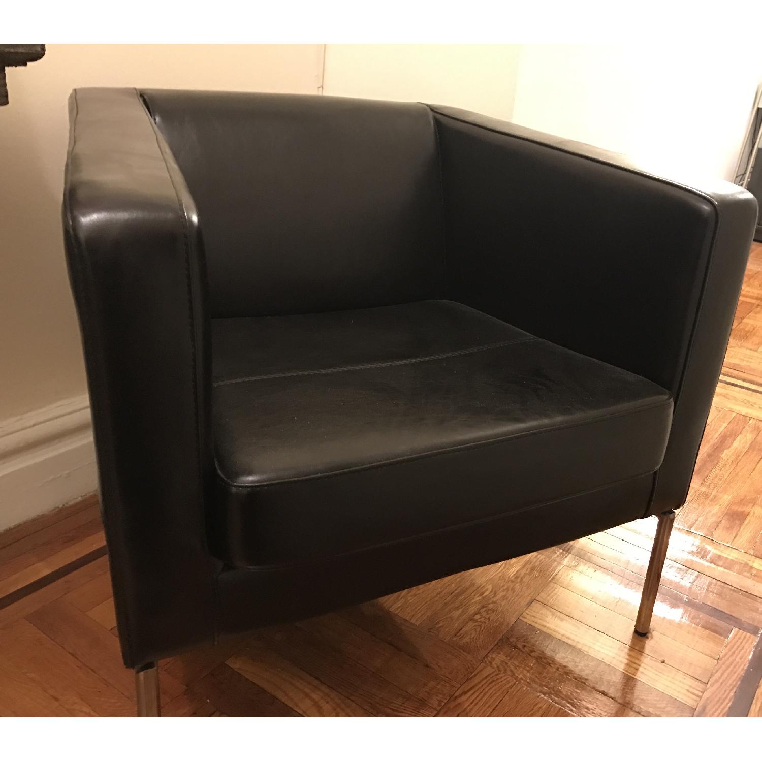 Ikea Black Leather Arm Chair - image-2