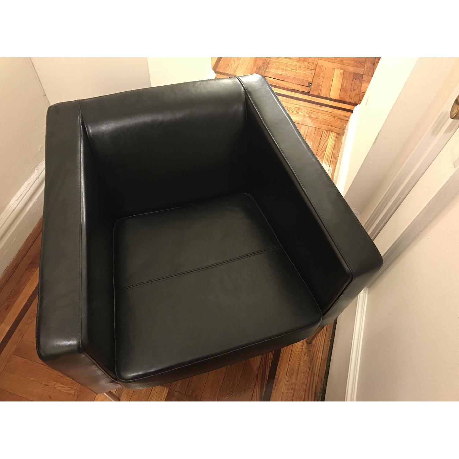 Ikea Black Leather Arm Chair - image-5