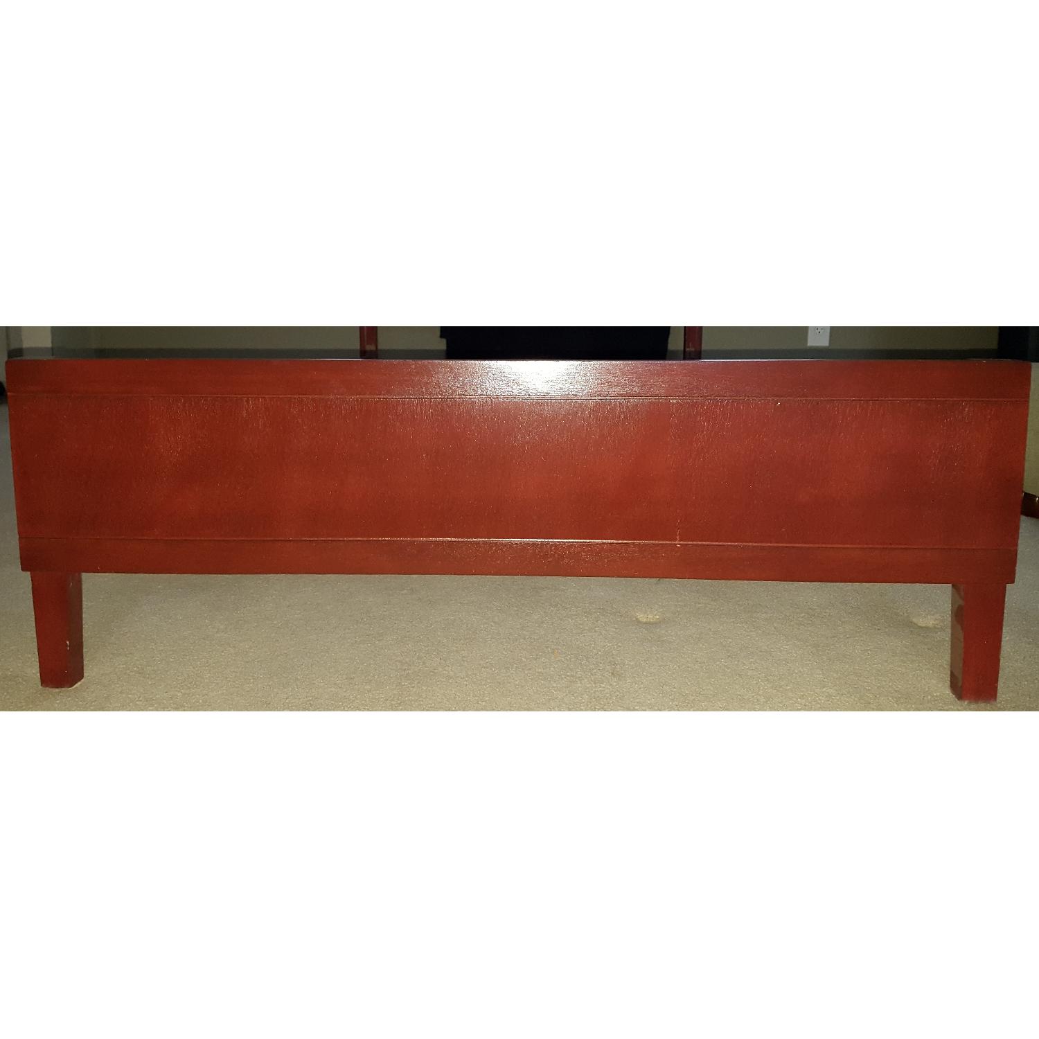 Solid Wood Twin Size Bed Frame & Bookcase Headboard w/ Sliding Door - image-7