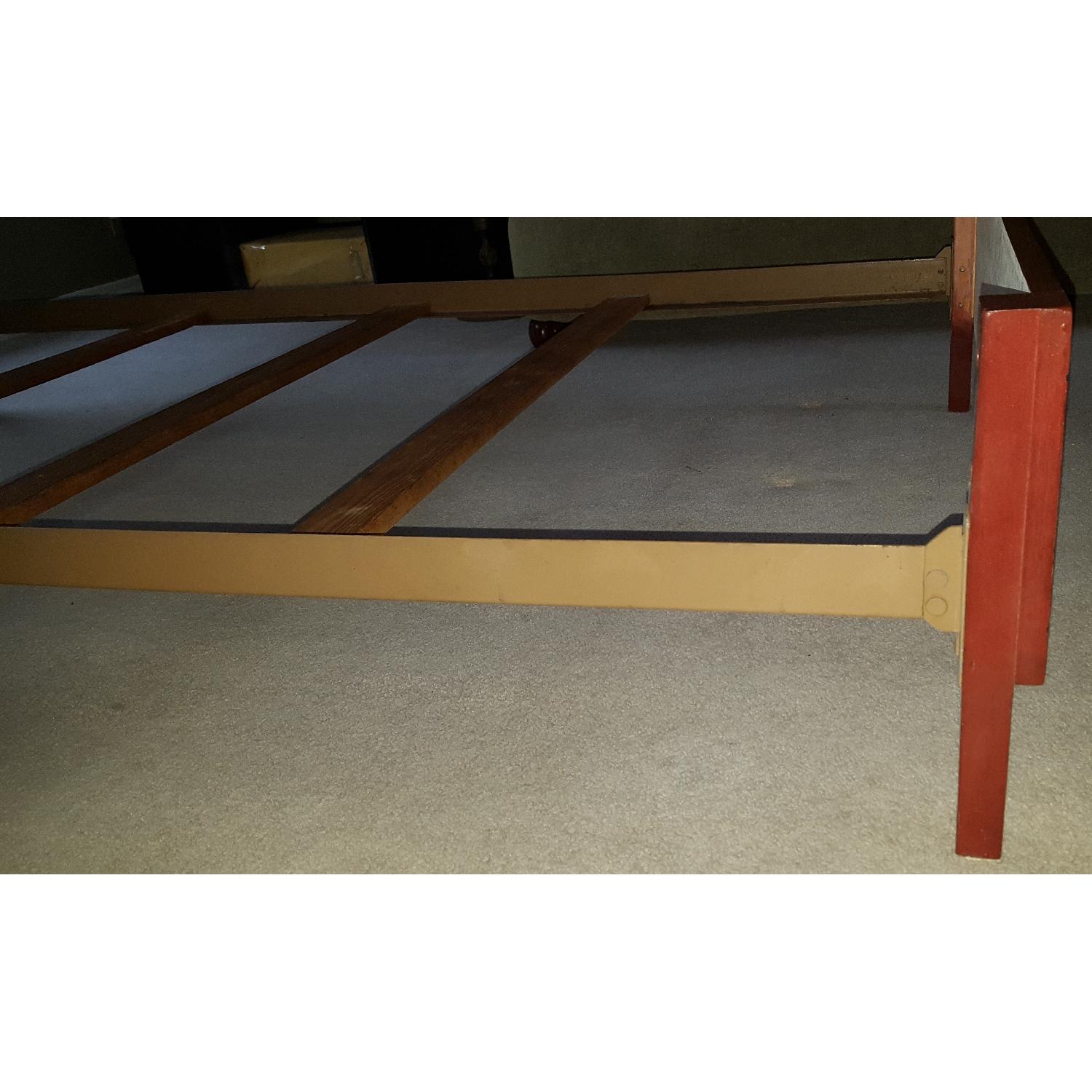 Solid Wood Twin Size Bed Frame & Bookcase Headboard w/ Sliding Door - image-13