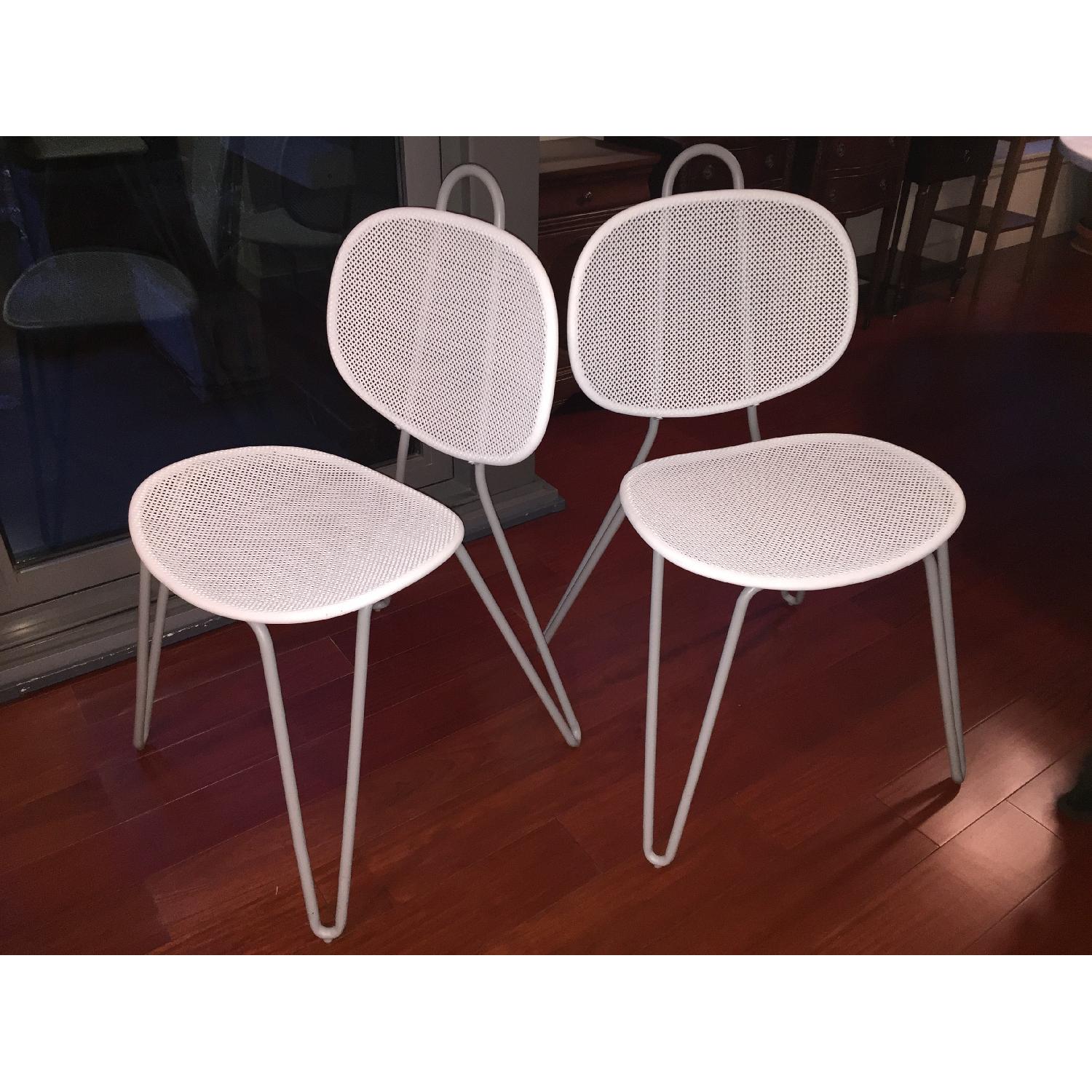 Crate & Barrel Paoloa Navone White Metal Chairs - image-5