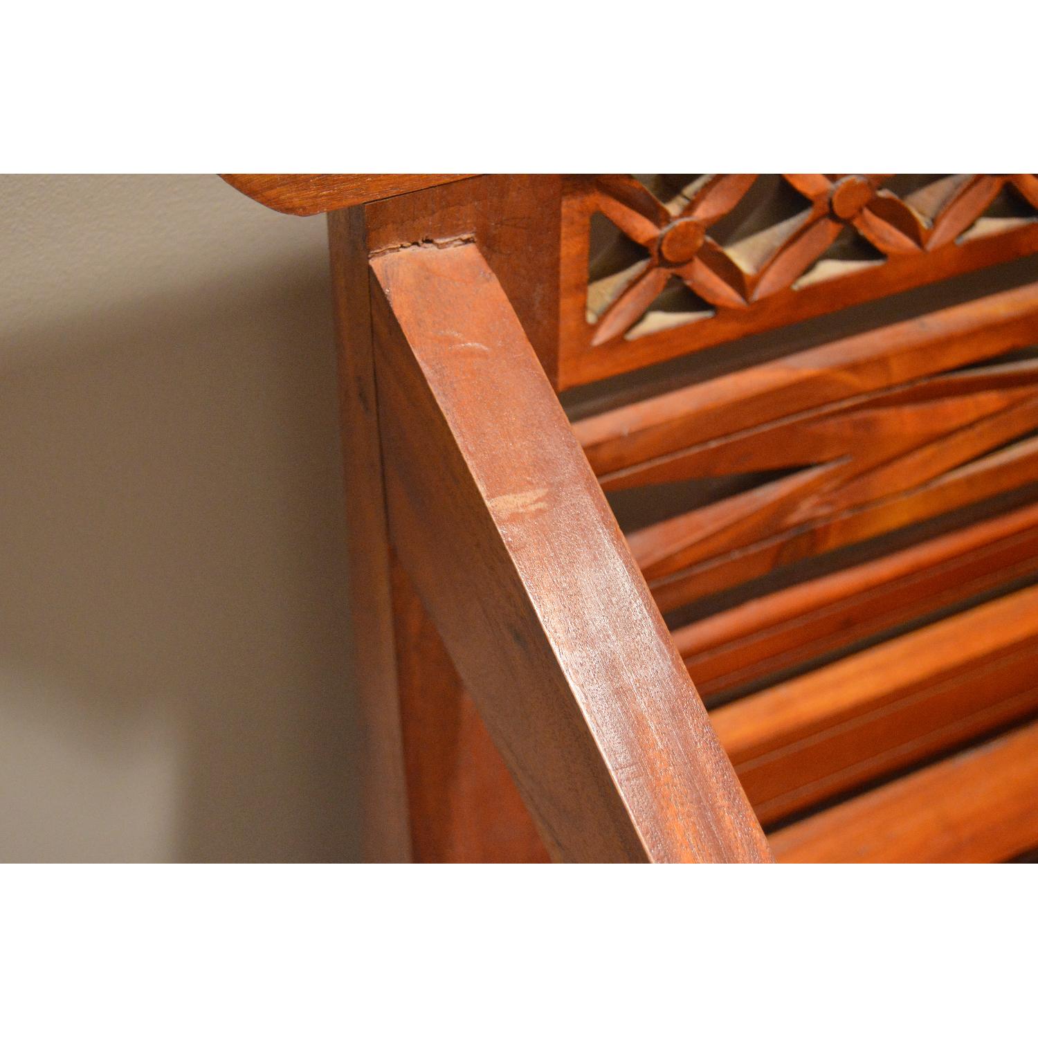 Wood Bench w/ Carved Foliate Details - image-1
