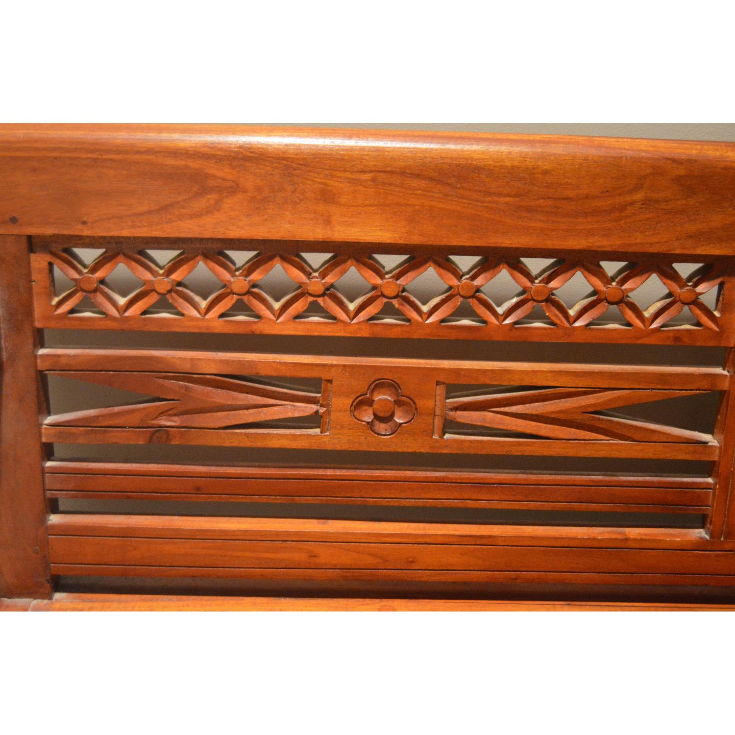 Wood Bench w/ Carved Foliate Details - image-5