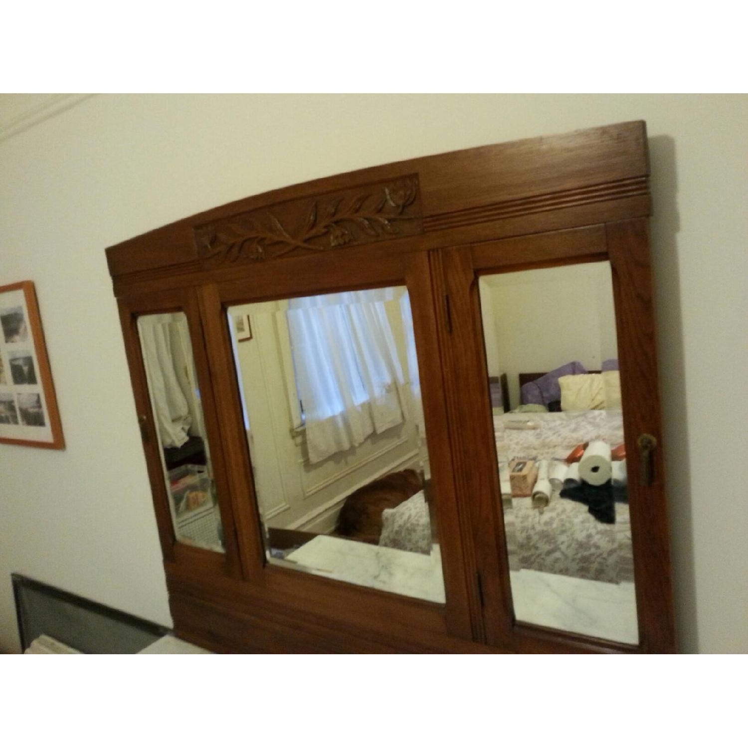 Antique Dresser w/ Marble Top & Tri-Fold Mirror - image-2