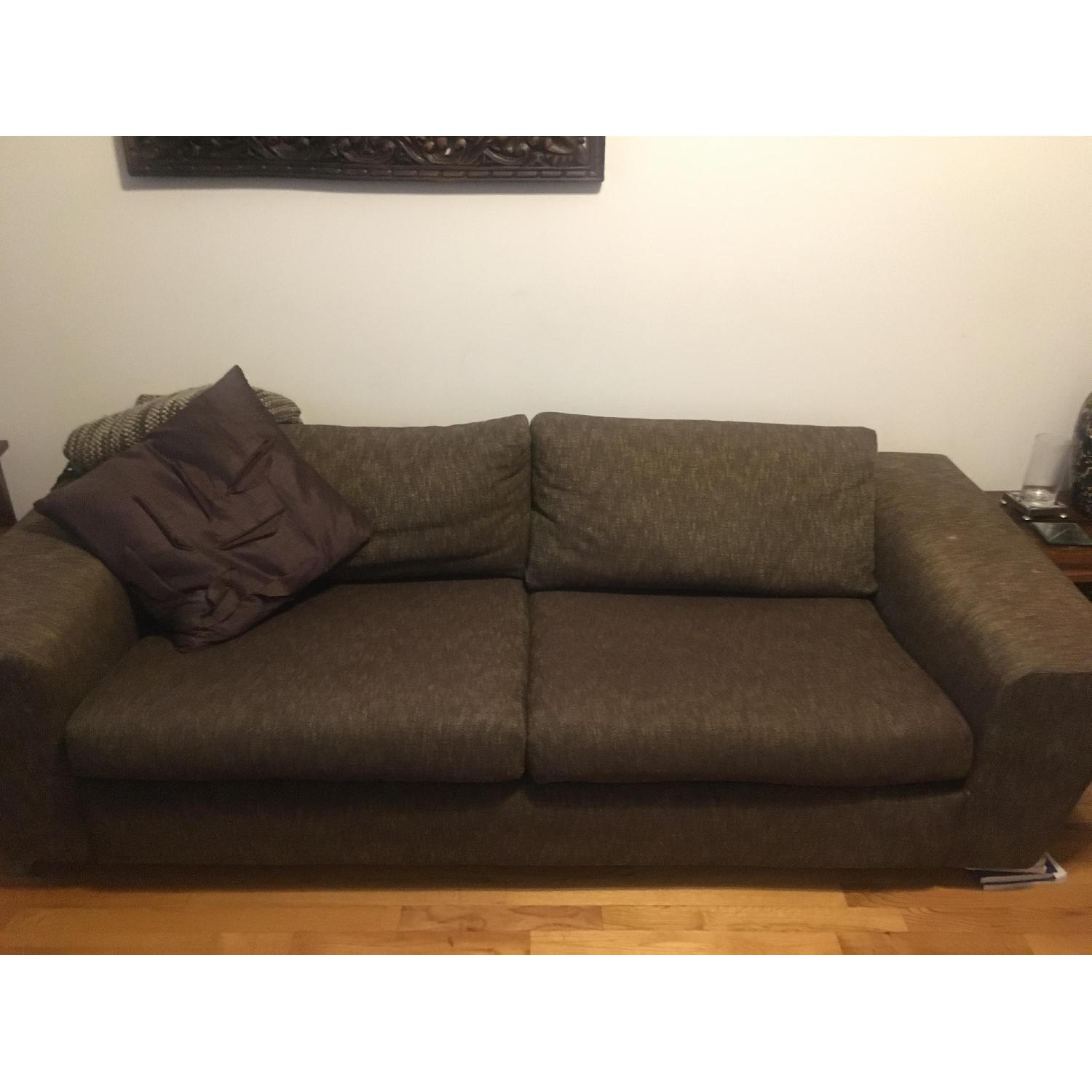 Modern Dark Brown Fabric Sofa - image-1