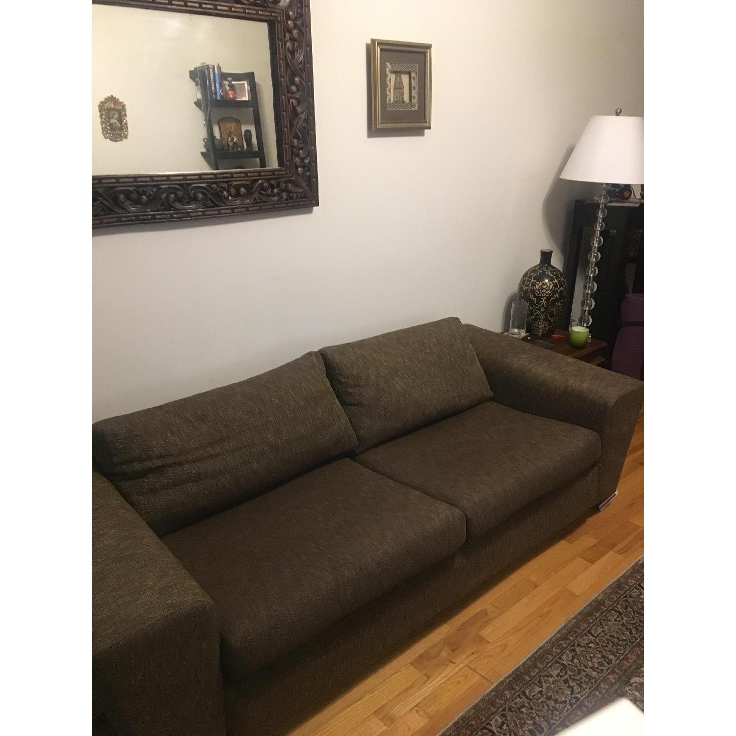 Modern Dark Brown Fabric Sofa - image-2