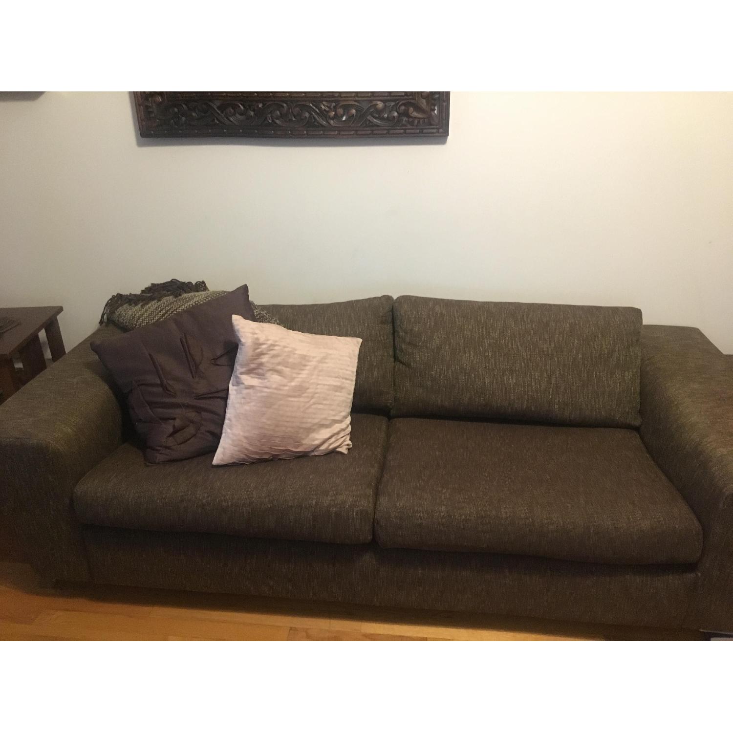 Modern Dark Brown Fabric Sofa - image-3