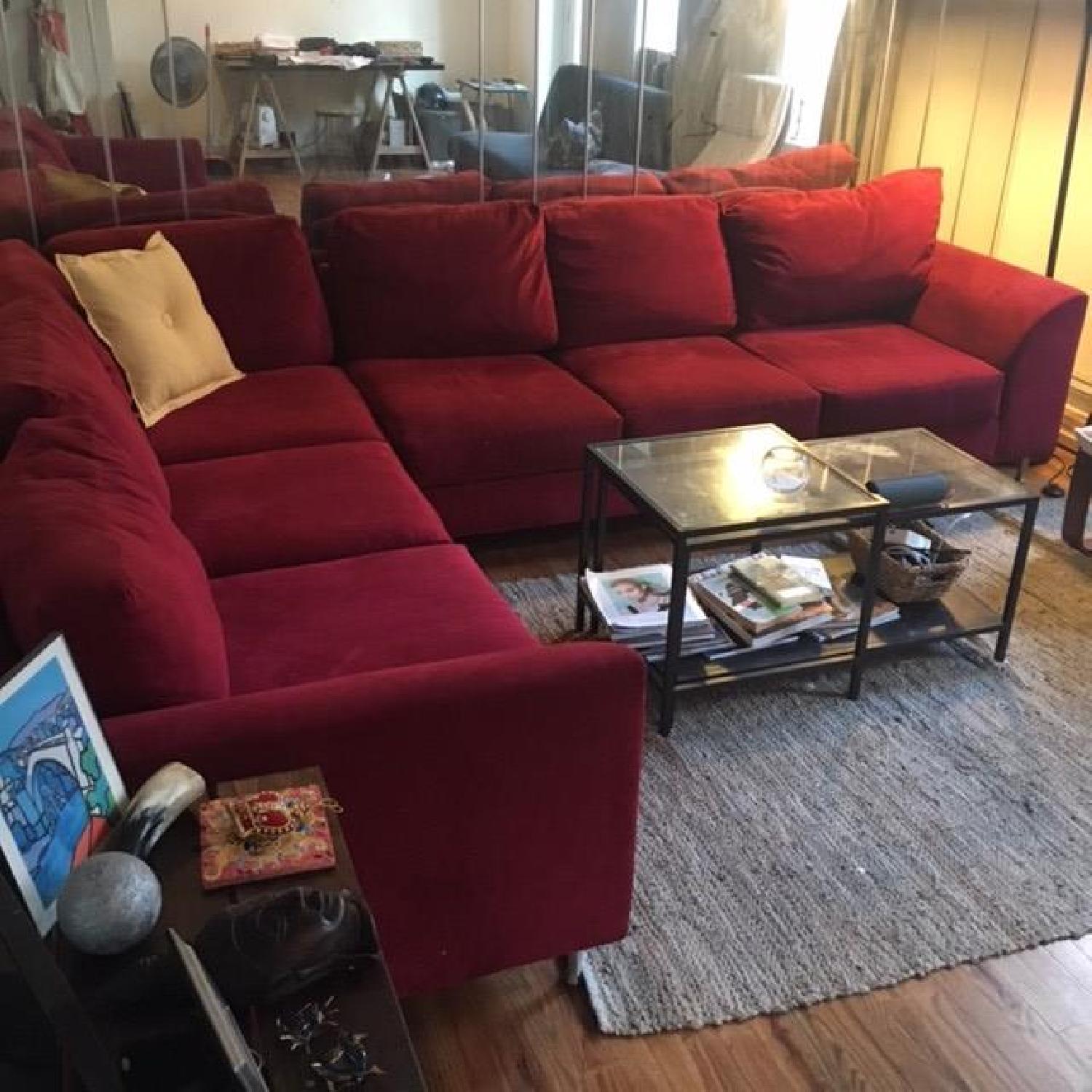 Red Suede Sectional Couch - image-3