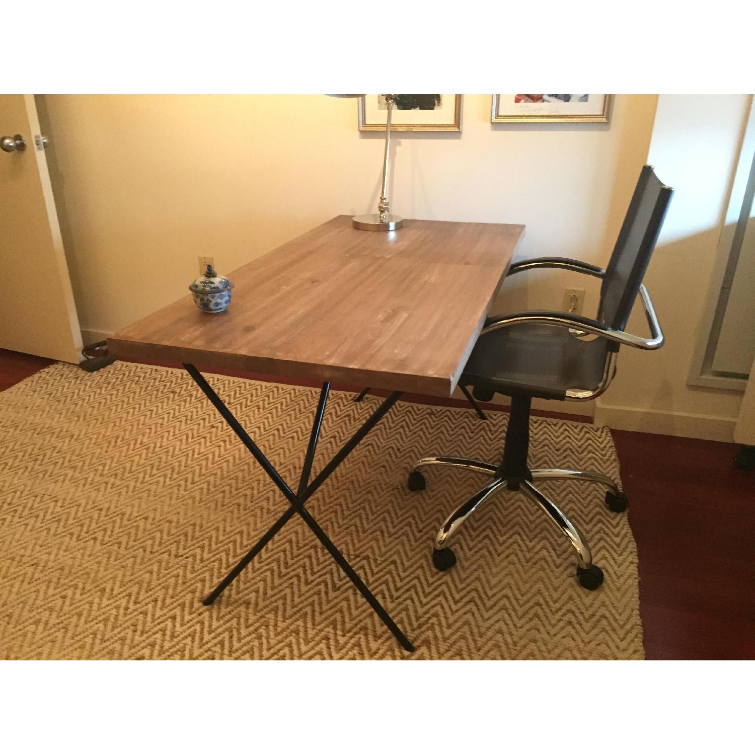 West Elm Solid Wood Metal Truss Work Table/Desk - image-1