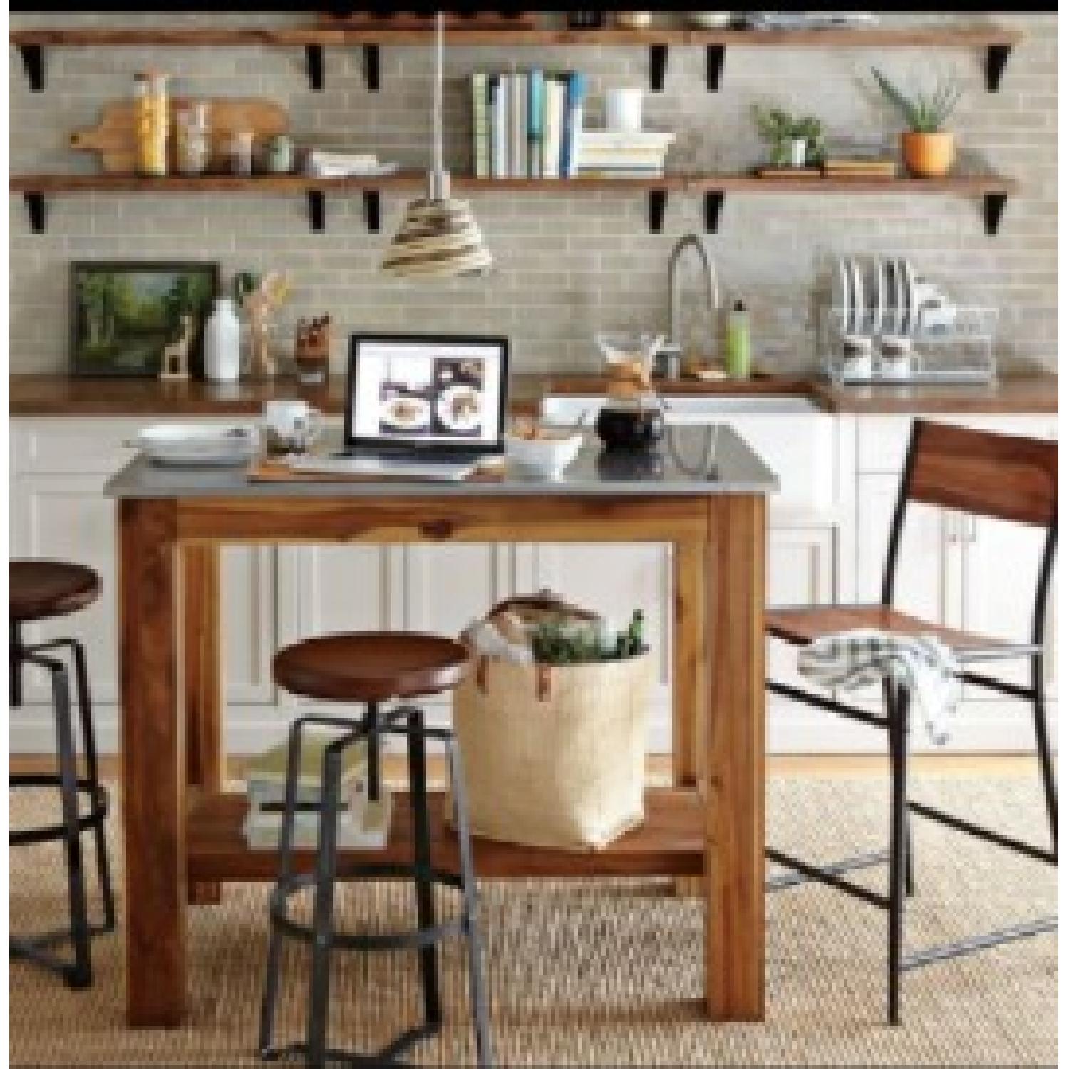 West Elm Rustic Kitchen Island w/ 4 Stools - image-7
