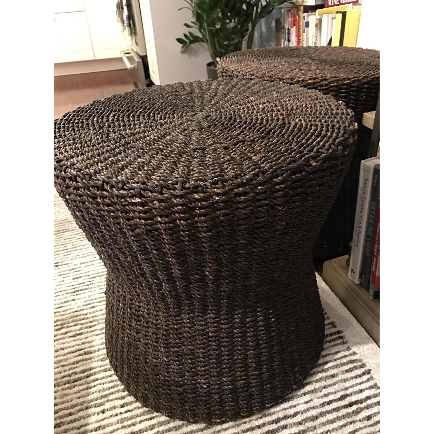 Crate & Barrel Abaca Side Table/Ottomans - image-3