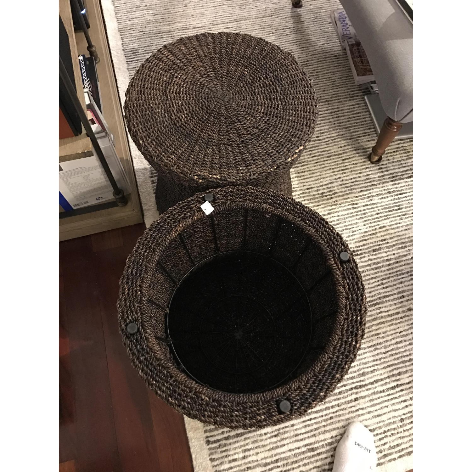 Crate & Barrel Abaca Side Table/Ottomans - image-5