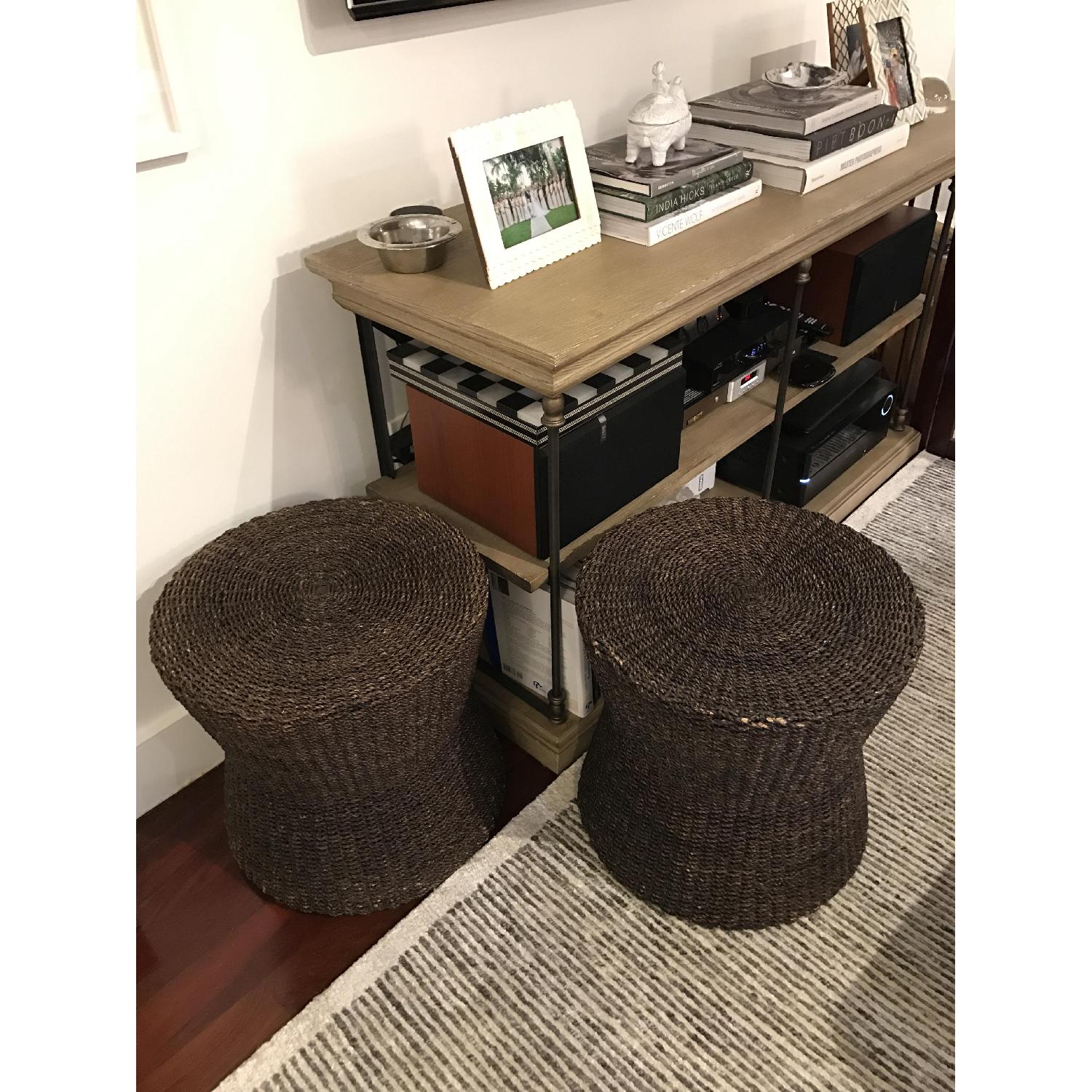 Crate & Barrel Abaca Side Table/Ottomans - image-6