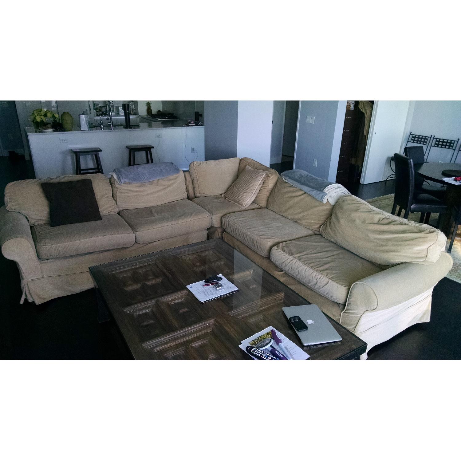 Mitchell Gold + Bob Williams 3 Piece Slipcovered Sectional Sofa AptDeco