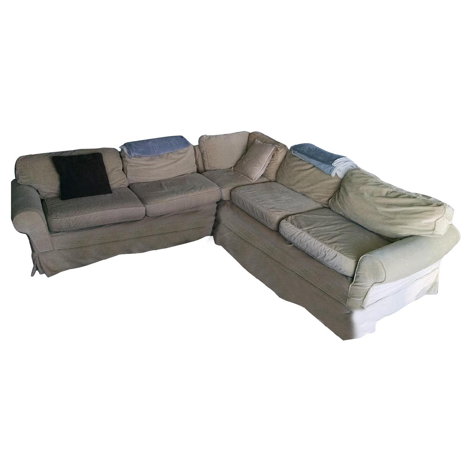 Mitchell Gold + Bob Williams 3 Piece Slipcovered Sectional Sofa AptDeco