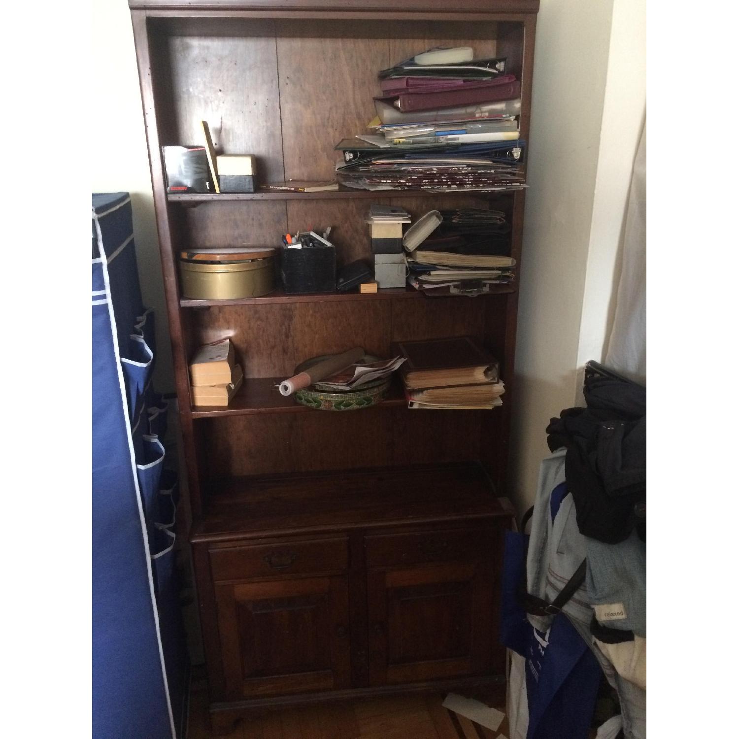 Solid Wood Large Bookcase w/ Drawers - image-3