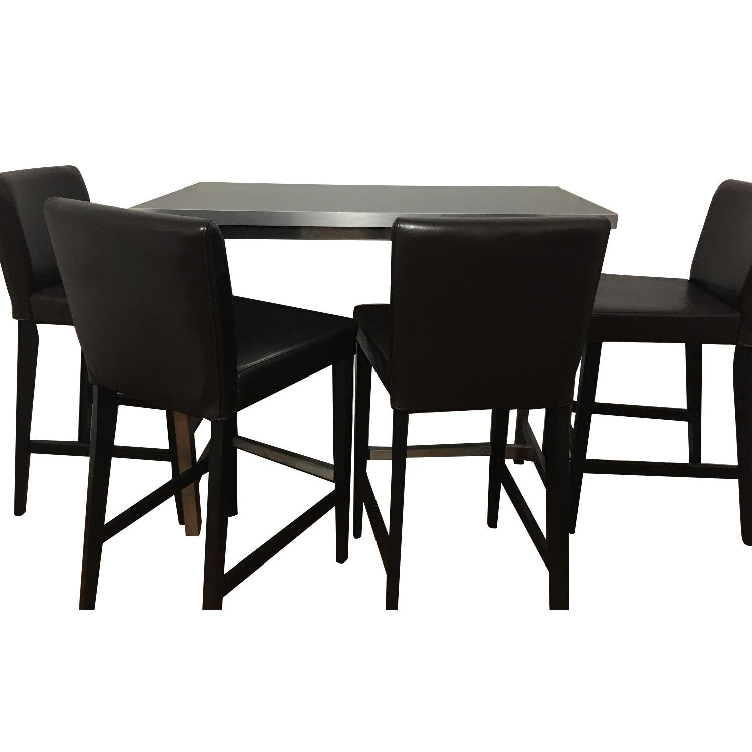 Ikea Bar/Dining Table w/ 4 Bar Stool Chairs w/ Backrests AptDeco