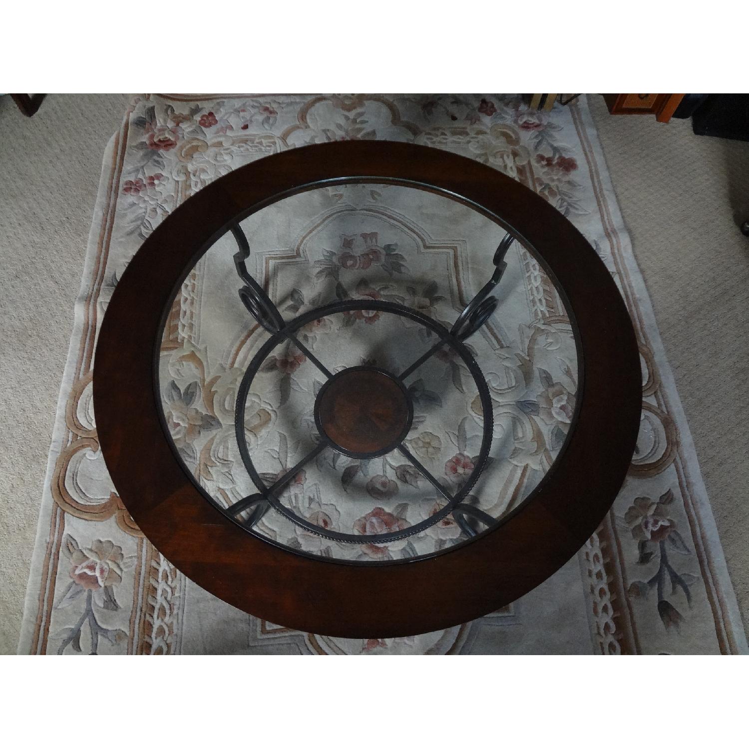 Round Glass & Scroll Coffee Table - image-2