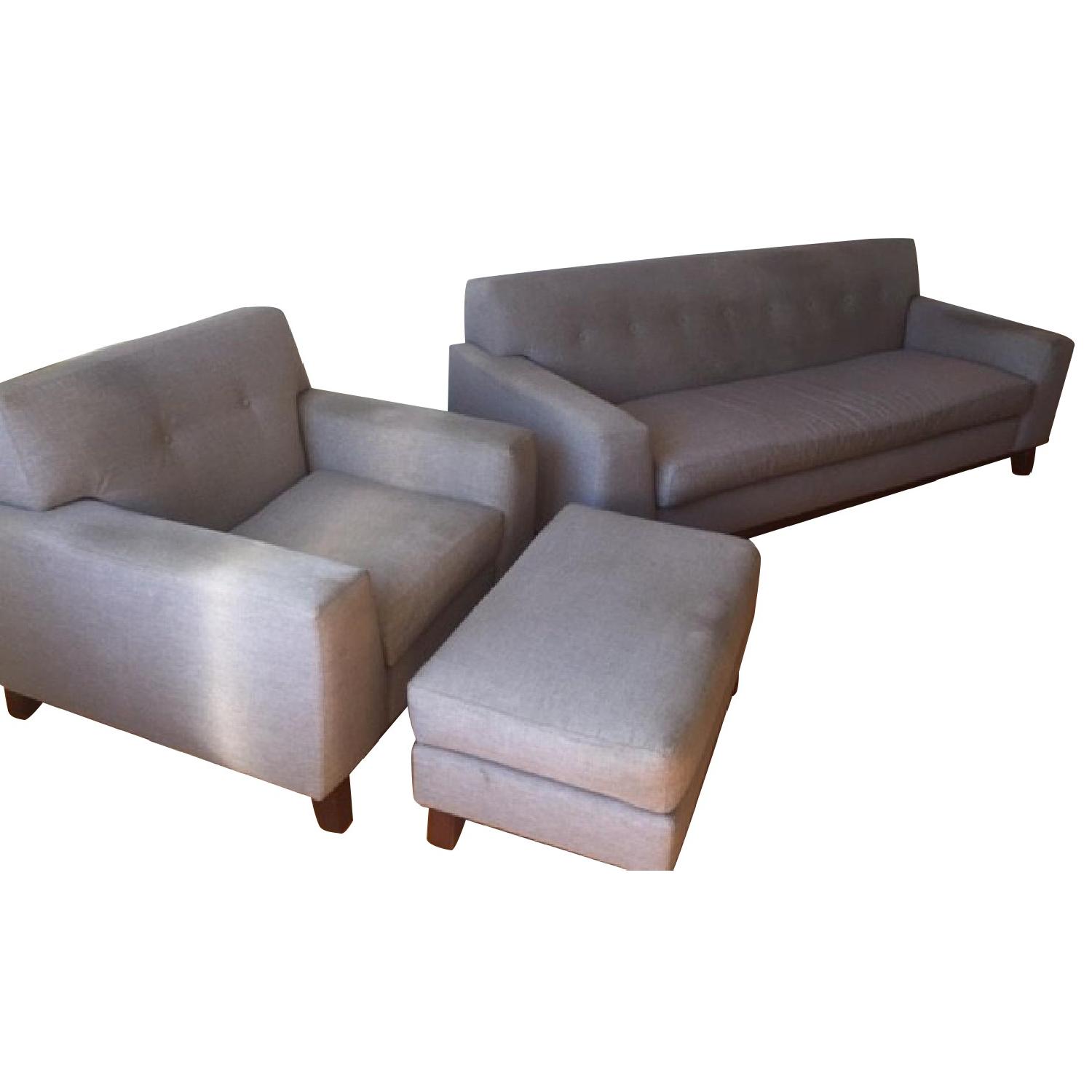 Crypton Fabrics Couch + Matching Armchair & Ottoman - image-0