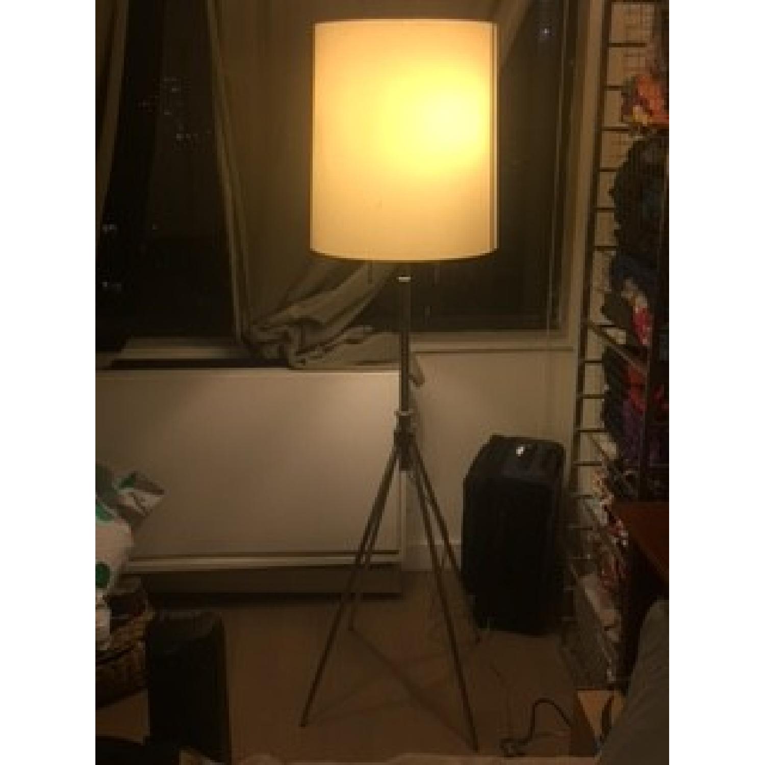 West Elm Silver Metal Studio Floor Lamp w/ White Shade - image-1