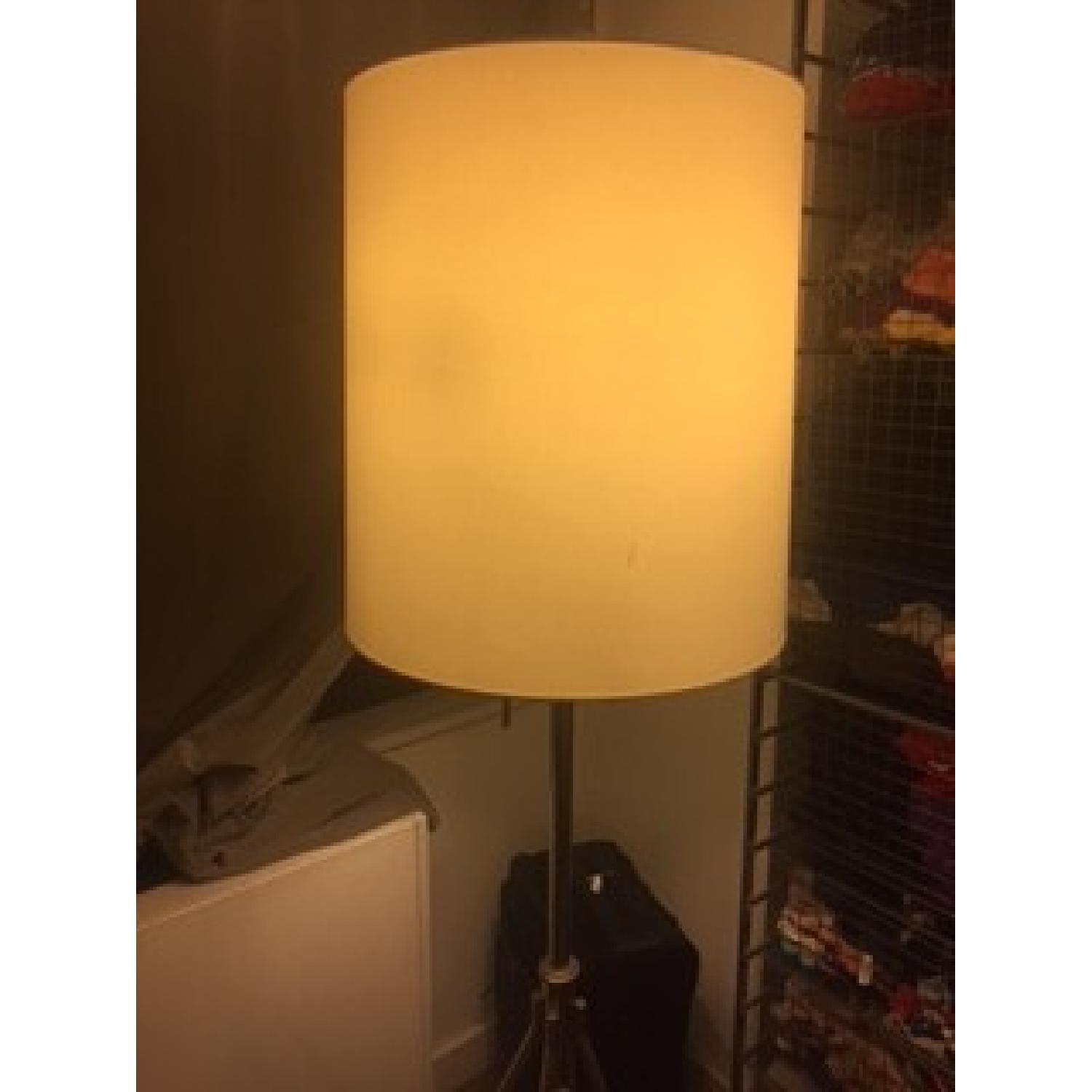 West Elm Silver Metal Studio Floor Lamp w/ White Shade - image-2