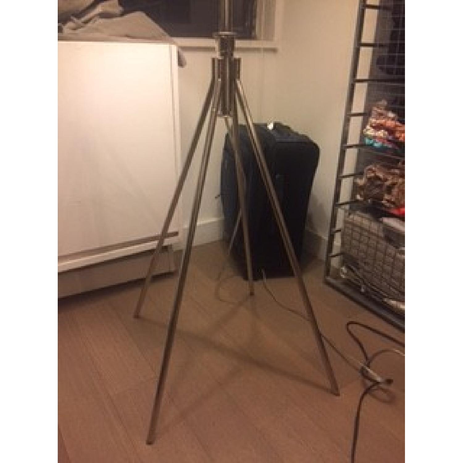 West Elm Silver Metal Studio Floor Lamp w/ White Shade - image-5