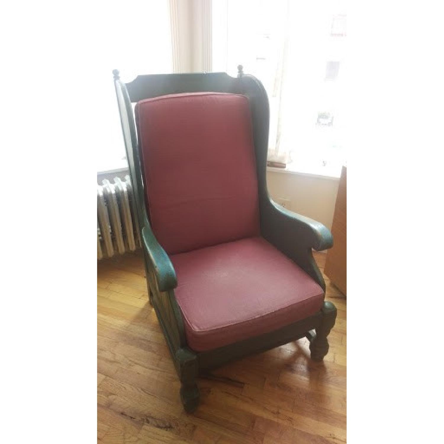 Vintage Ethan Allen Wooden Wingback Armchair