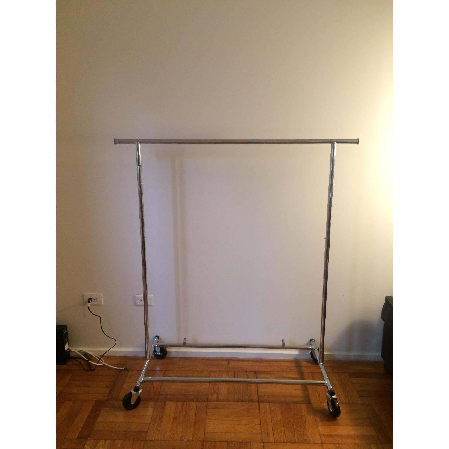 Chrome Metal Folding Commercial Clothing Rack AptDeco