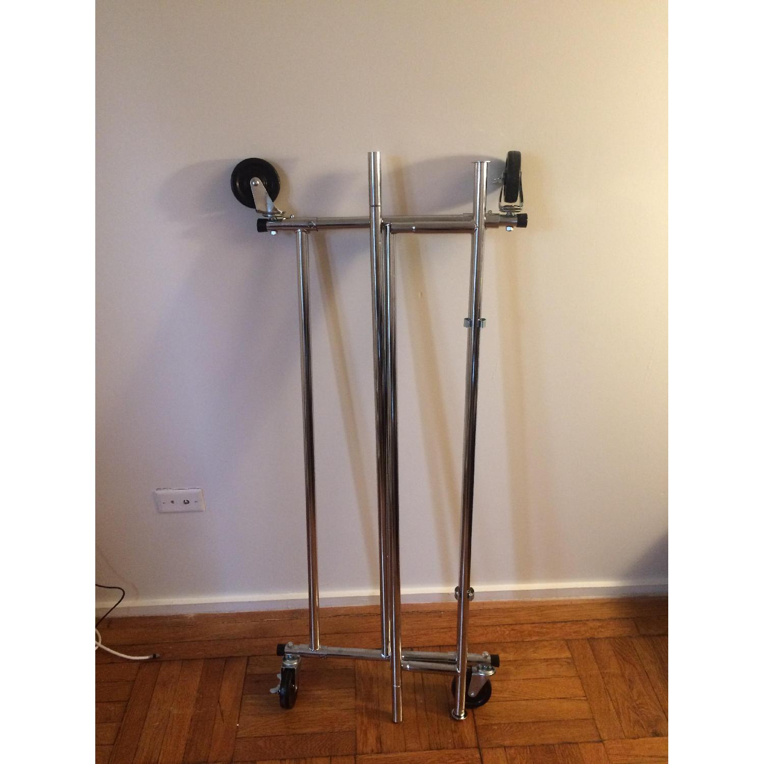 Chrome Metal Folding Commercial Clothing Rack AptDeco