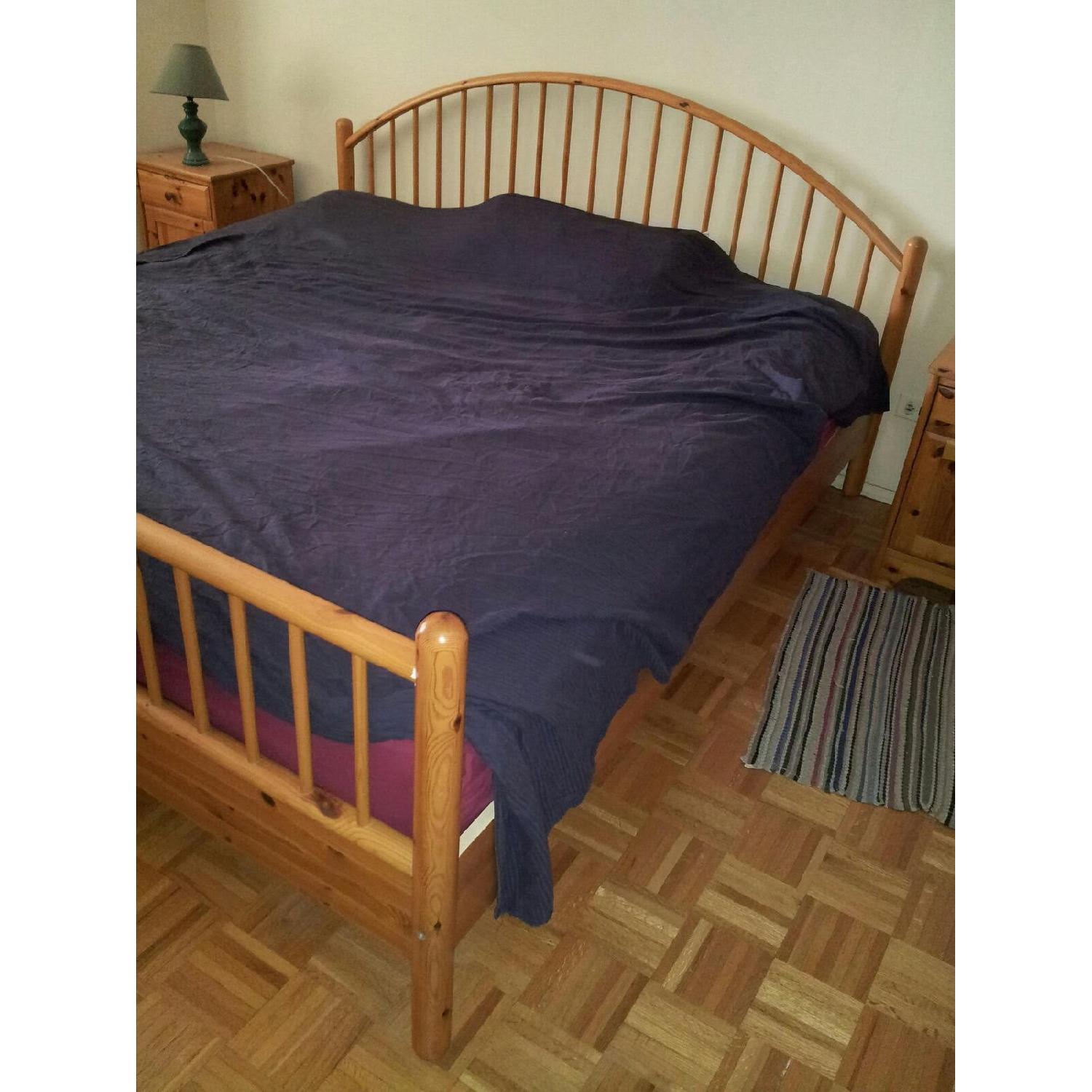 Ikea Solid Pine Wood King Size Bed Frame - image-5