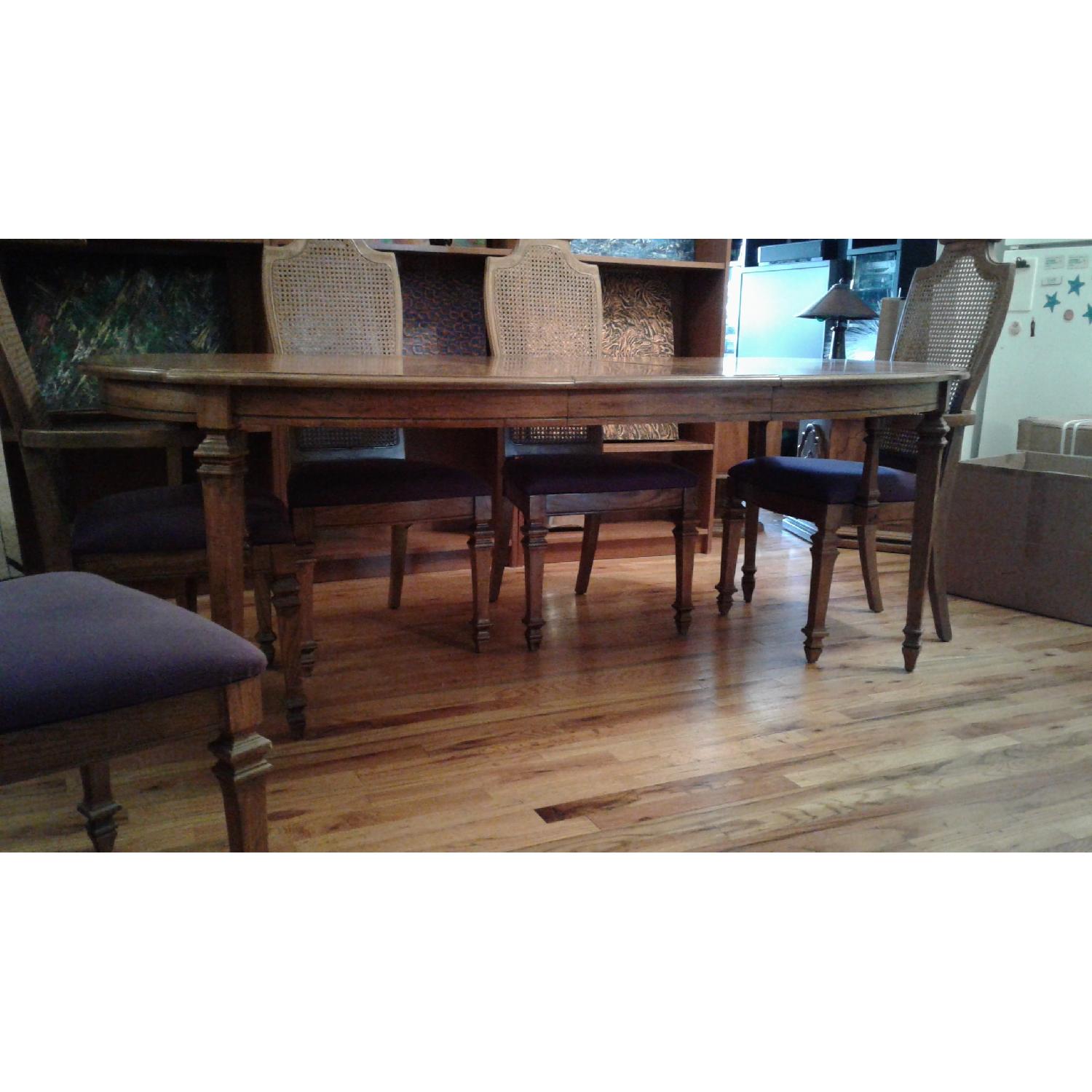 60s Vintage Oak Dining Room Table w/ 6 Chairs - AptDeco