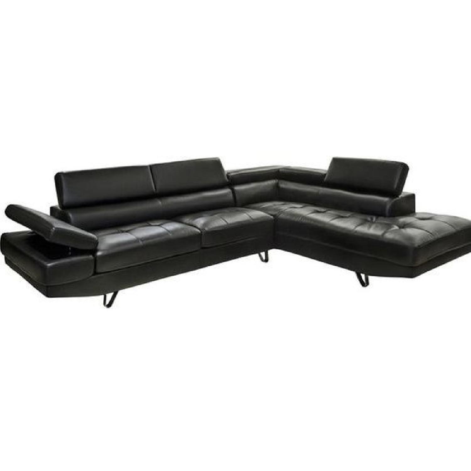Fine Home Limited Leather Modern Sectional Sofa in Black - image-1