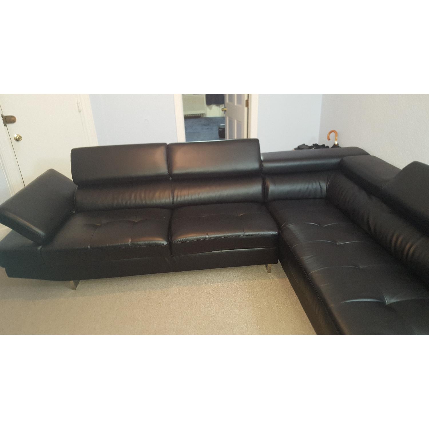 Fine Home Limited Leather Modern Sectional Sofa in Black - image-2