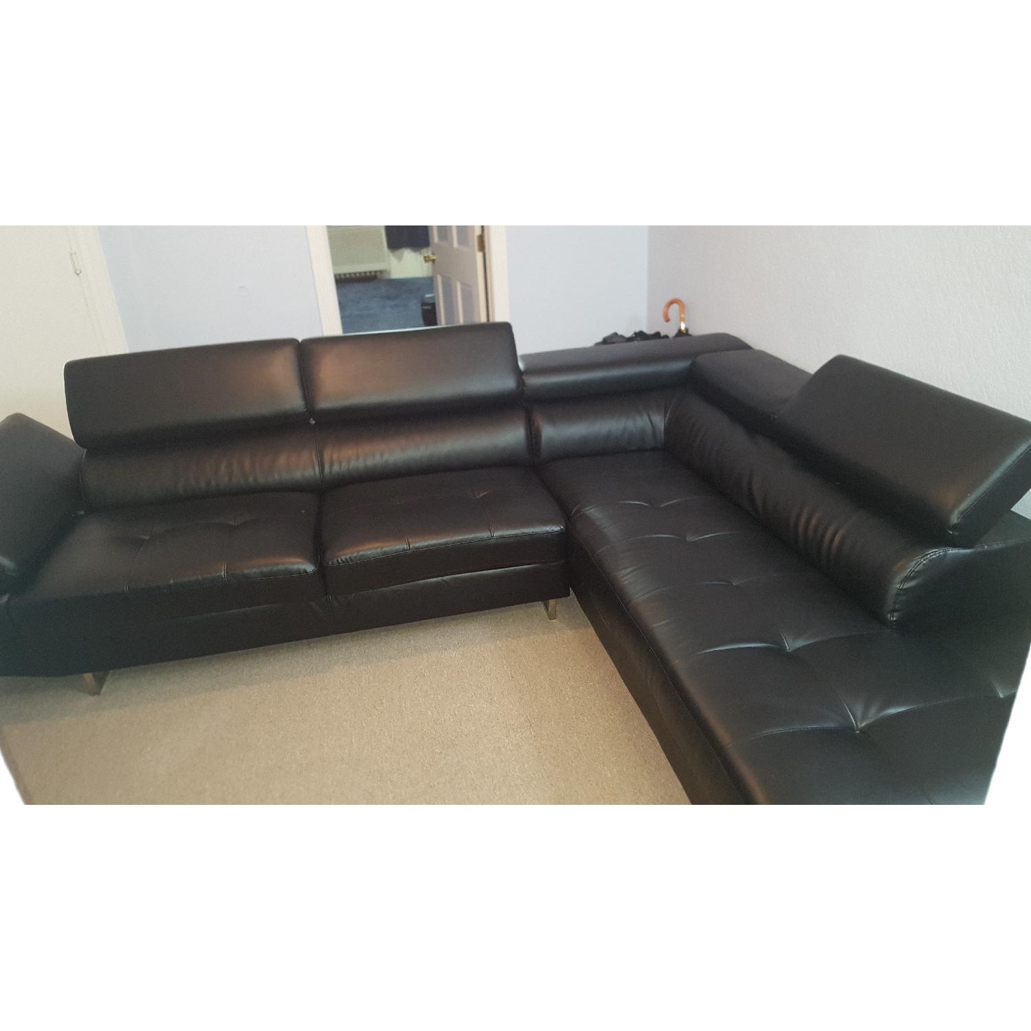Fine Home Limited Leather Modern Sectional Sofa in Black - image-3