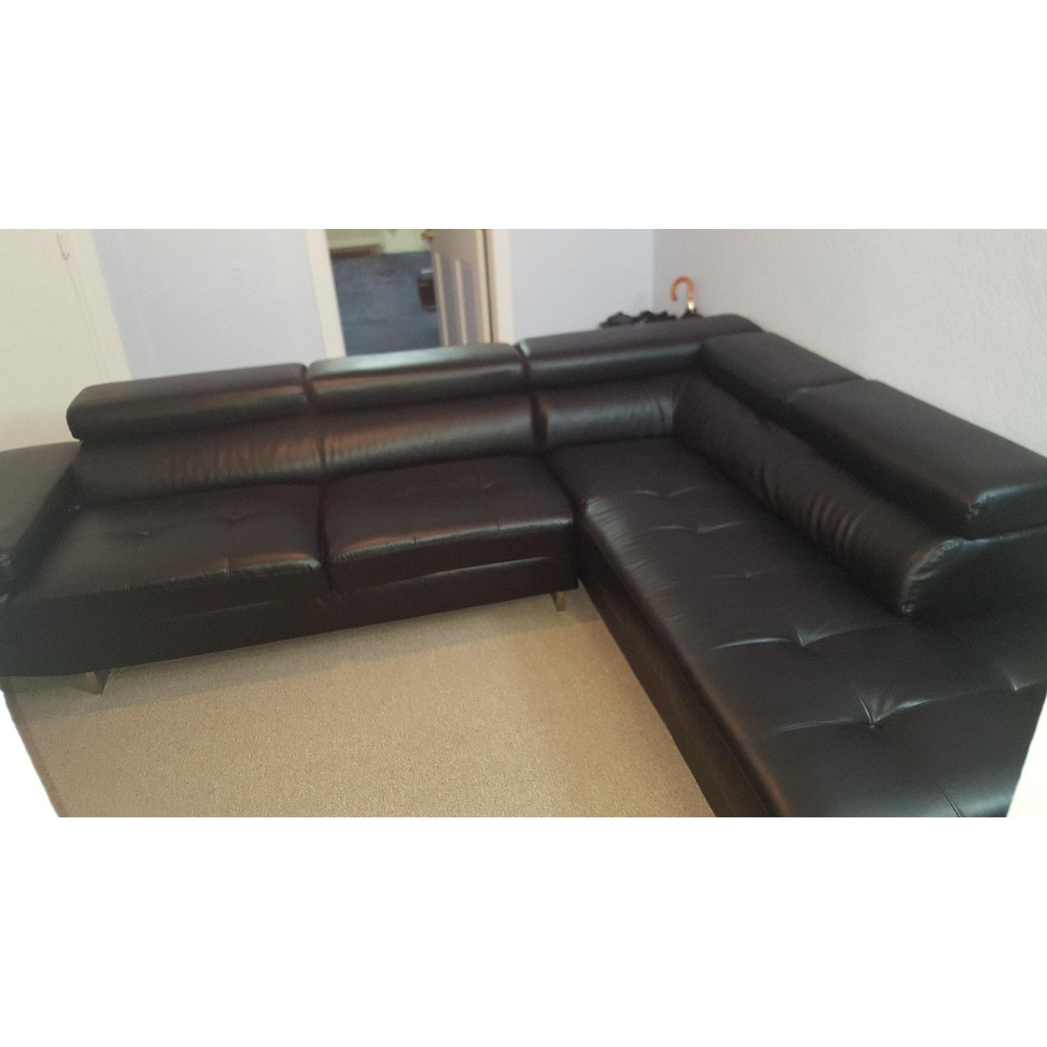 Fine Home Limited Leather Modern Sectional Sofa in Black - image-4