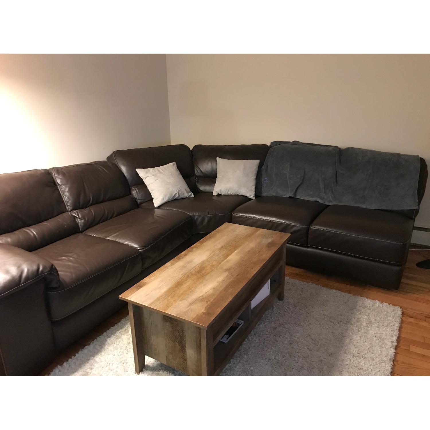 Raymour & Flanigan Cindy Crawford Italian Leather 4-Piece Sectional Sofa - image-1