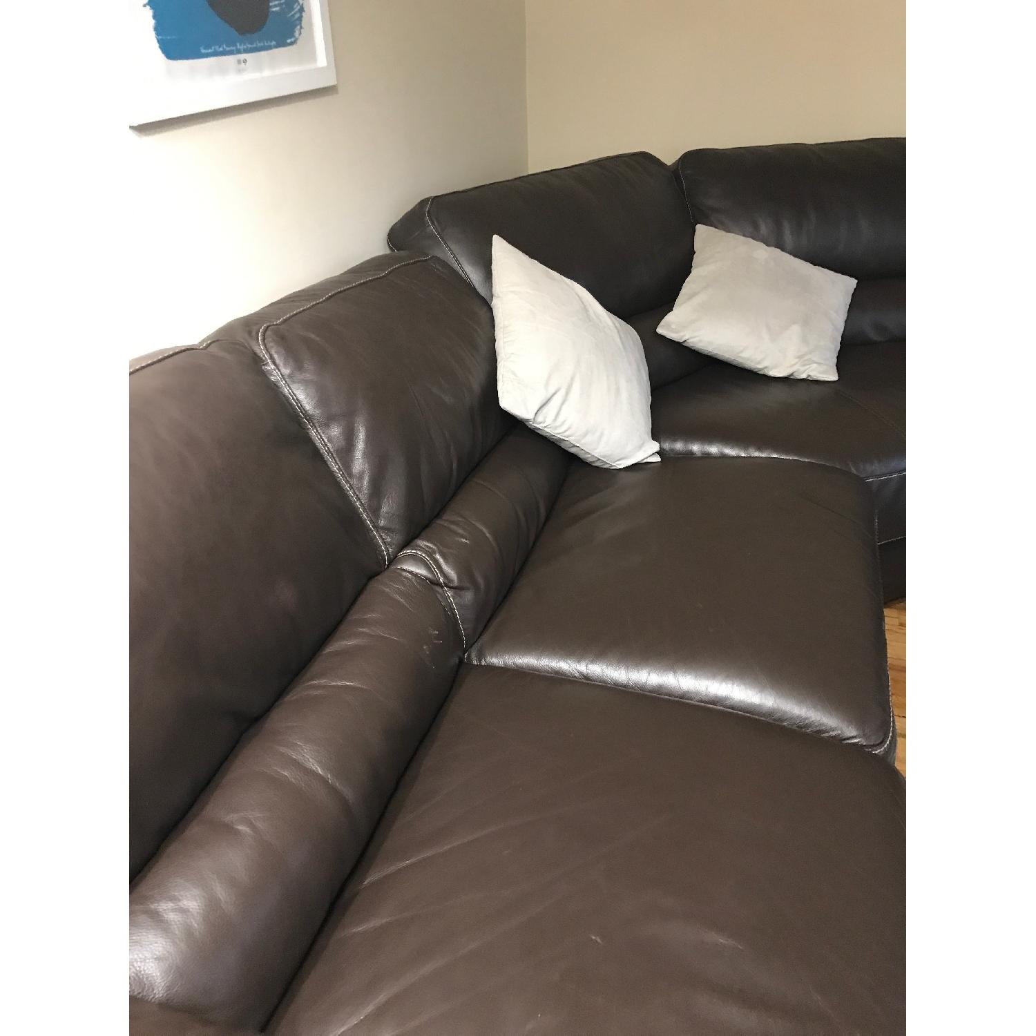 Raymour & Flanigan Cindy Crawford Italian Leather 4-Piece Sectional Sofa - image-3