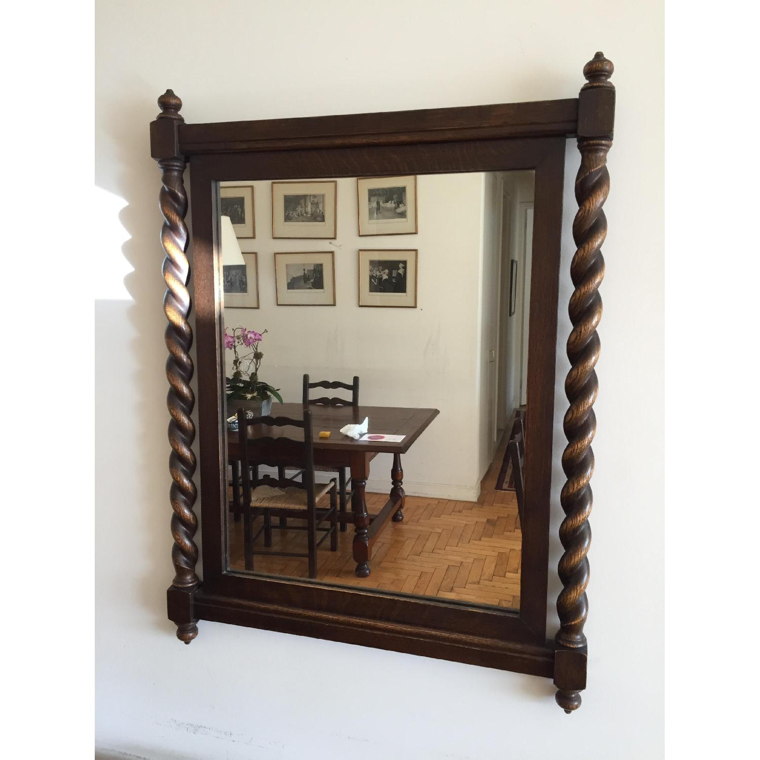 Antique Hardwood Mirror w/ Natural Grain & Original Patina - image-0