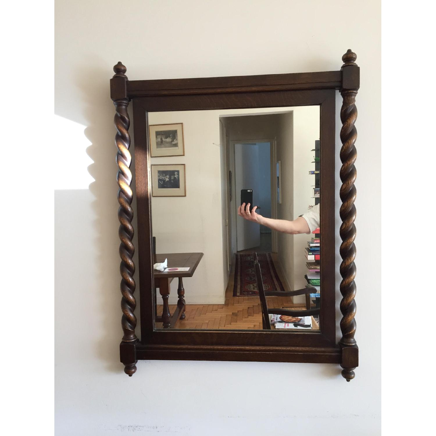 Antique Hardwood Mirror w/ Natural Grain & Original Patina - image-5