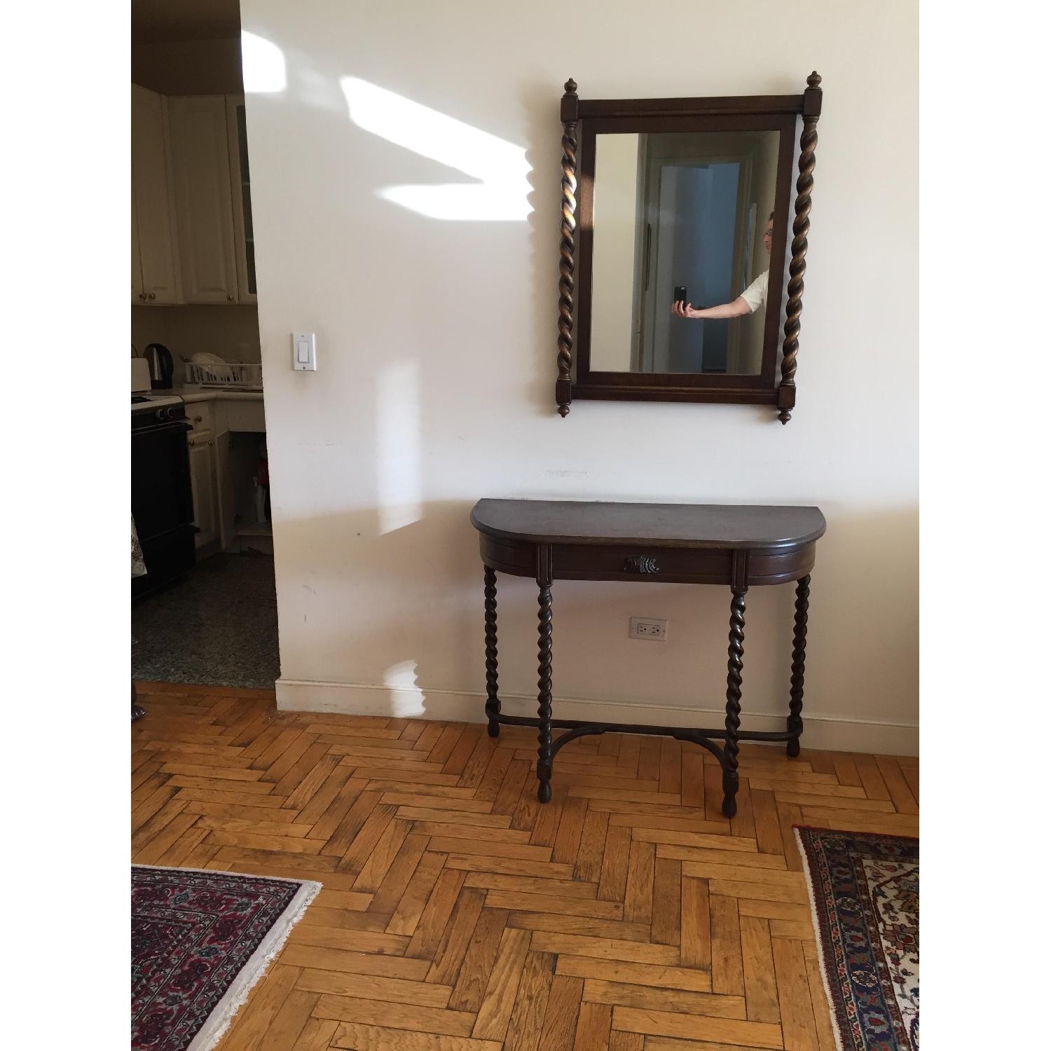 Antique Hardwood Mirror w/ Natural Grain & Original Patina - image-6