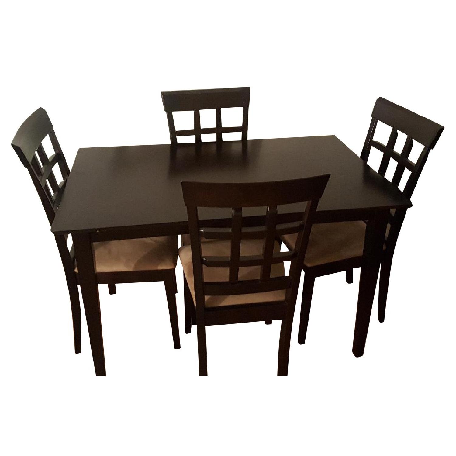 Crate & Barrel Dark Brown Wood Dining Table w/ 4 chairs - AptDeco