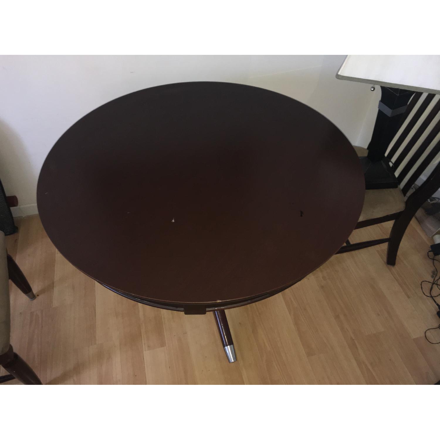 Cherry Wood Round Table w/ 4 Chairs - AptDeco