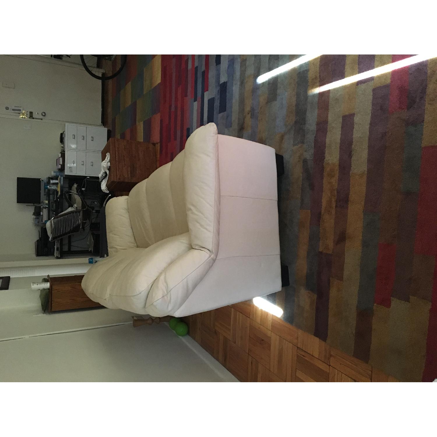 Cream Colored Leather Sofa - image-3