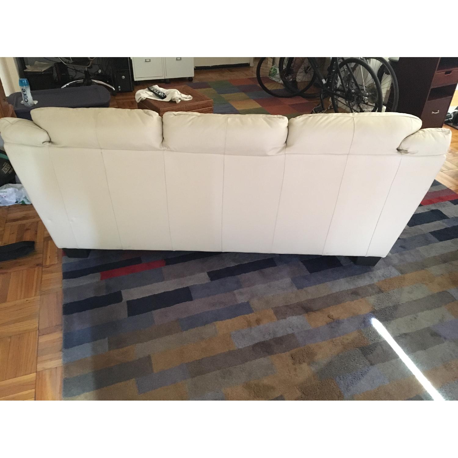 Cream Colored Leather Sofa - image-4