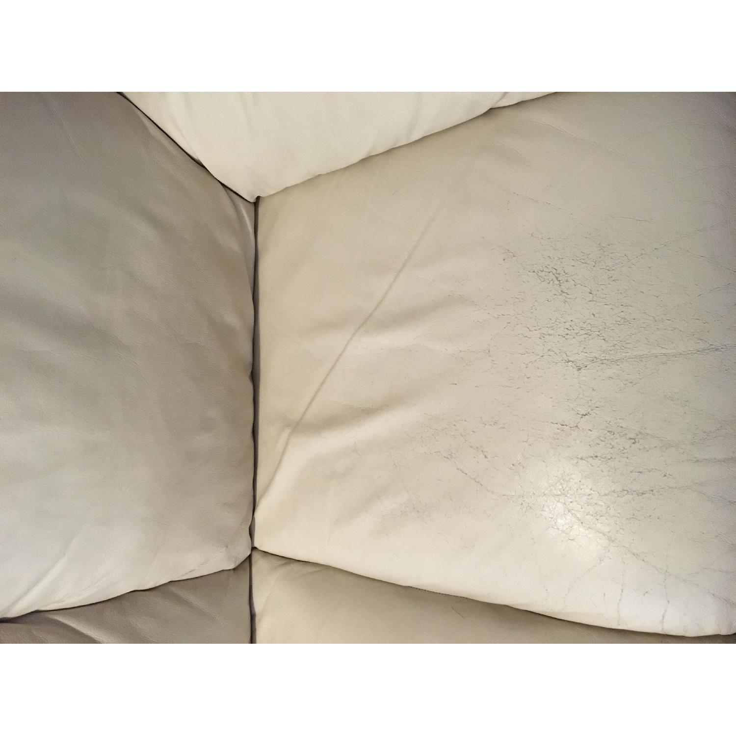 Cream Colored Leather Sofa - image-7