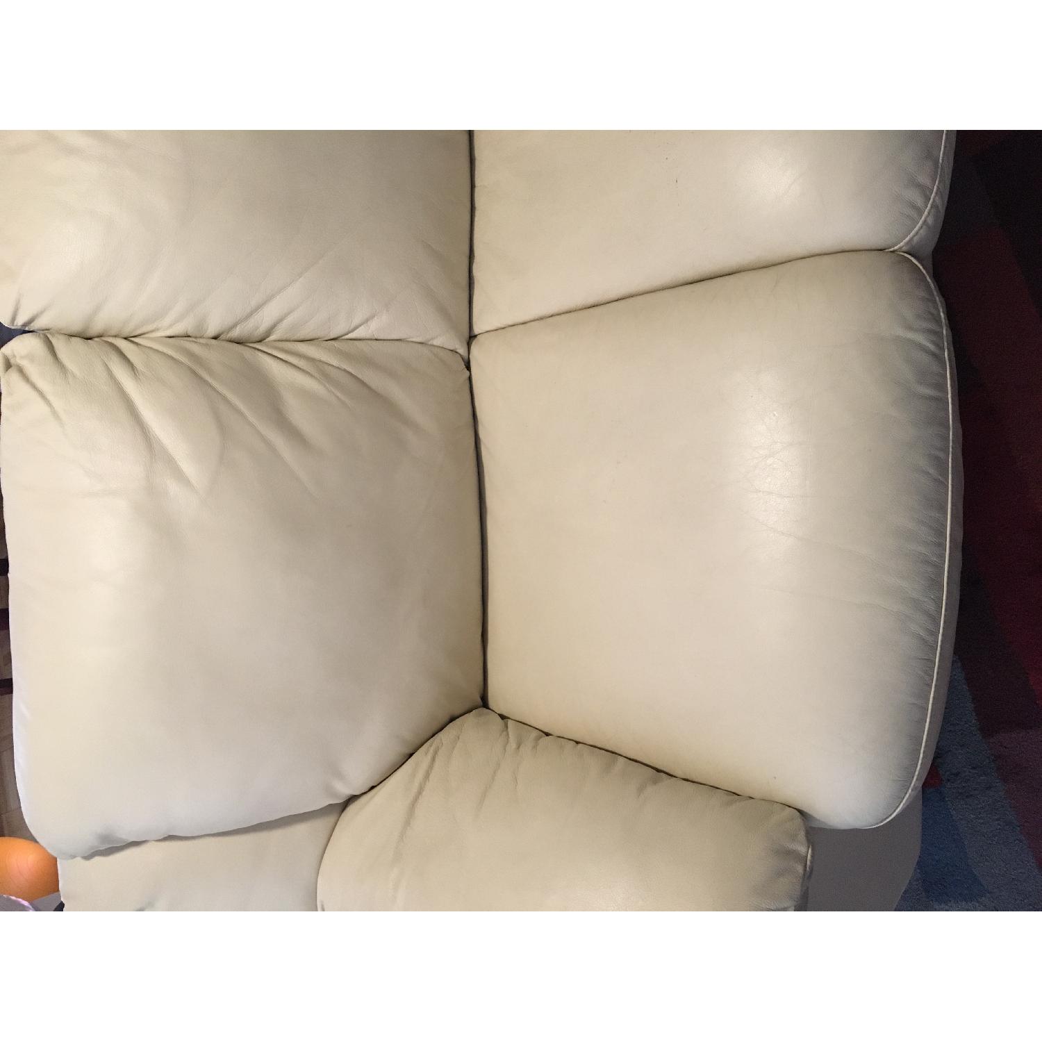 Cream Colored Leather Sofa - image-8